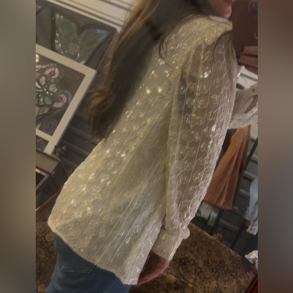 NWT Vintage Cream Sequin Blouse